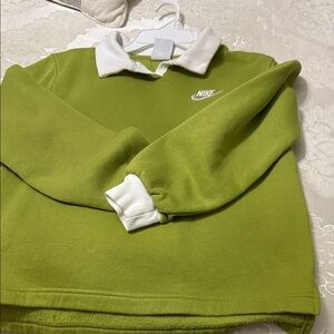 Nike Olive Green Sweatshirt with White Accents